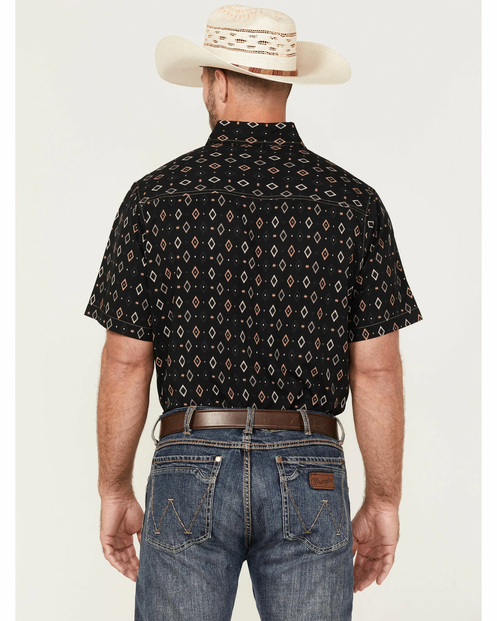 Panhandle Men's Performance Southwestern Diamond Print Short Sleeve Button-Down Western Shirt 6 Panhandle Men's Performance Southwestern Diamond Print Short Sleeve Button-Down Western Shirt - Image 4