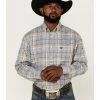 Panhandle Men's Medium Plaid Long Sleeve Button-Down Shirt Blue