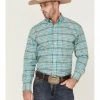 Rough Stock By Panhandle Men's Dobby Small Plaid Long Sleeve Button-Down Western Shirt  -Panhandle shop 2000367875 440 P1