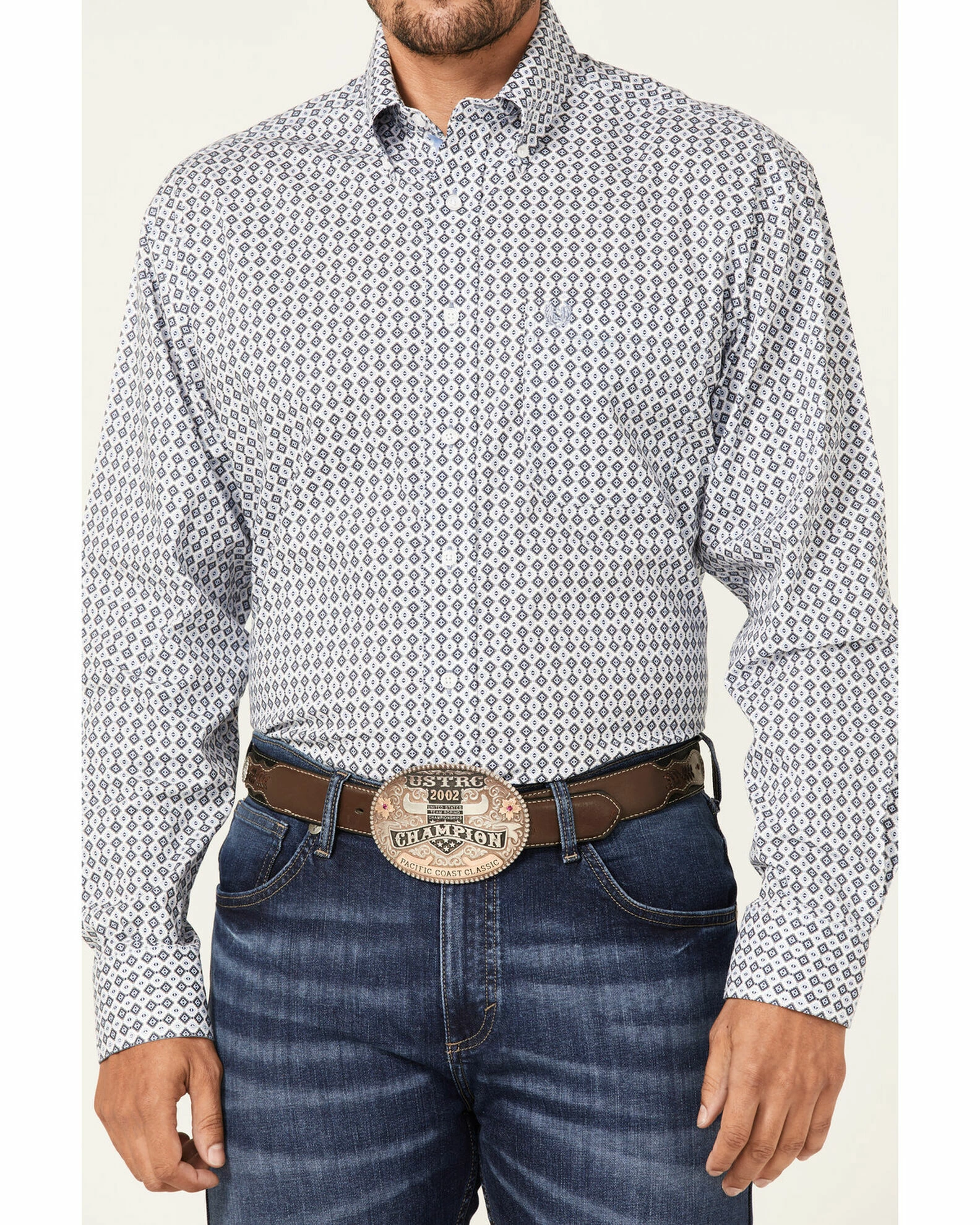 Rough Stock By Panhandle Men's Stretch Geo Print Long Sleeve Button-Down Western Shirt 5 Rough Stock By Panhandle Men's Stretch Geo Print Long Sleeve Button-Down Western Shirt - Image 3