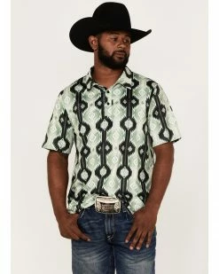Panhandle Rock & Roll Denim Men's Southwest Printed Polo Shirt Olive -Panhandle shop 2000367885 341 P1 1