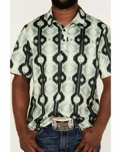 Panhandle Rock & Roll Denim Men's Southwest Printed Polo Shirt Olive -Panhandle shop 2000367885 341 P3