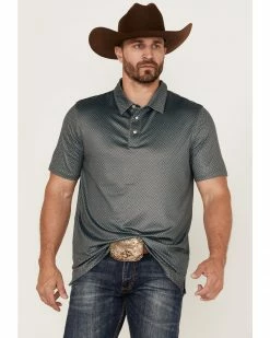 Panhandle Men's Performance Teal Diamond Geo Print Short Sleeve Snap Polo Shirt  -Panhandle shop 2000367891 442 P1 1