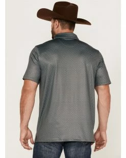 Panhandle Men's Performance Teal Diamond Geo Print Short Sleeve Snap Polo Shirt  -Panhandle shop 2000367891 442 P4