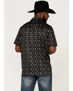 Panhandle Men's Southwestern Diamond Print Performance Short Sleeve Polo Shirt  Black -Panhandle shop 2000367893 001 P4