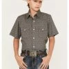 Panhandle Boys' Horseshoe Print Short Sleeve Western Snap Shirt Yellow -Panhandle shop 2000368088 700 P1