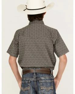 Panhandle Boys' Horseshoe Print Short Sleeve Western Snap Shirt Yellow -Panhandle shop 2000368088 700 P4
