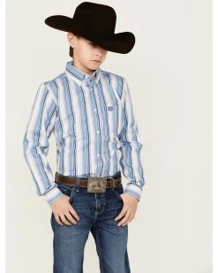 Panhandle Boys' Stripe Long Sleeve Button-Down Shirt Light Blue 11 Panhandle Boys' Stripe Long Sleeve Button-Down Shirt Light Blue -Panhandle shop 2000368092 450 P1 1