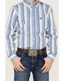 Panhandle Boys' Stripe Long Sleeve Button-Down Shirt Light Blue 9 Panhandle Boys' Stripe Long Sleeve Button-Down Shirt Light Blue -Panhandle shop 2000368092 450 P3