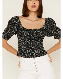 Panhandle Women's Ditsy Floral Print Puff Sleeve Top -Panhandle shop 2000368496 001 P3