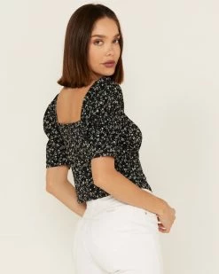 Panhandle Women's Ditsy Floral Print Puff Sleeve Top -Panhandle shop 2000368496 001 P4