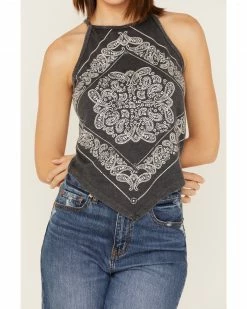 Panhandle Women's Bandana Print Tank Top Black -Panhandle shop 2000368499 001 P3