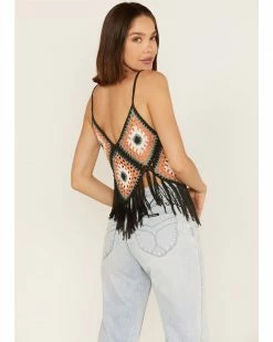 Panhandle Women's Crochet Patchwork Fringe Crop Top 9 Panhandle Women's Crochet Patchwork Fringe Crop Top -Panhandle shop 2000368500 022 P4