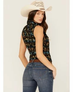 Panhandle Women's Desert Scene Print Sleeveless Work Shirt Black -Panhandle shop 2000368508 001 P4