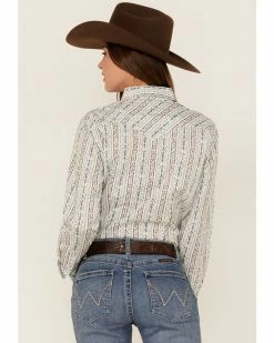 Panhandle Women's Southwestern Stripe Long Sleeve Snap Western Core Shirt Ivory -Panhandle shop 2000368509 103 P4