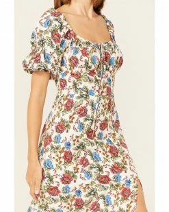 Panhandle Women's Floral Print Puff Sleeve Maxi Dress Red/white/blue 9 Panhandle Women's Floral Print Puff Sleeve Maxi Dress Red/white/blue -Panhandle shop 2000368511 942 P3