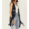 Panhandle Women's Crochet Knit Fringe Vest Navy -Panhandle shop 2000368515 410 P1