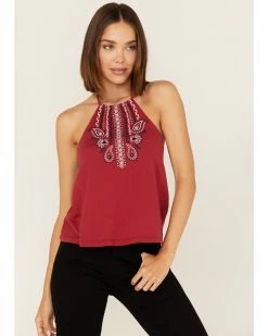 Panhandle Women's Southwestern Paisley Embroidered Halter Tank Top -Panhandle shop 2000368516 600 P1 1