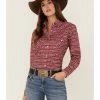 Panhandle Women's Southwestern Stripe Print Long Sleeve Snap Western Shirt Red 1 Panhandle Women's Southwestern Stripe Print Long Sleeve Snap Western Shirt Red -Panhandle shop 2000368518 600 P1