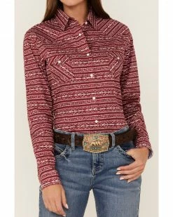 Panhandle Women's Southwestern Stripe Print Long Sleeve Snap Western Shirt Red -Panhandle shop 2000368518 600 P3