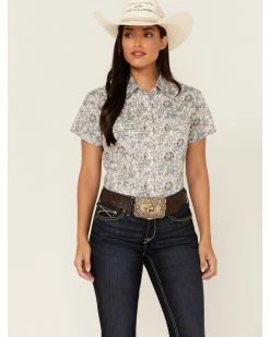 Panhandle Women's Floral Print Short Sleeve Snap Western Shirt Ivory 11 Panhandle Women's Floral Print Short Sleeve Snap Western Shirt Ivory -Panhandle shop 2000368521 103 P1 1