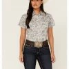 Panhandle Women's Floral Print Short Sleeve Snap Western Shirt Ivory -Panhandle shop 2000368521 103 P1