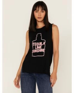 Panhandle Womens Tequila Lime Sunshine Graphic Tank Top For Women's