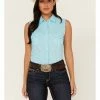 Panhandle Women's Bandana Print Sleeveless Snap Western Shirt Blue -Panhandle shop 2000368536 400 P1
