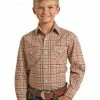 Panhandle Boys' Plaid Print Long Sleeve Snap Stretch Western Shirt Rust Copper 2 Panhandle Boys' Plaid Print Long Sleeve Snap Stretch Western Shirt Rust Copper -Panhandle shop 2000375105 220 P1
