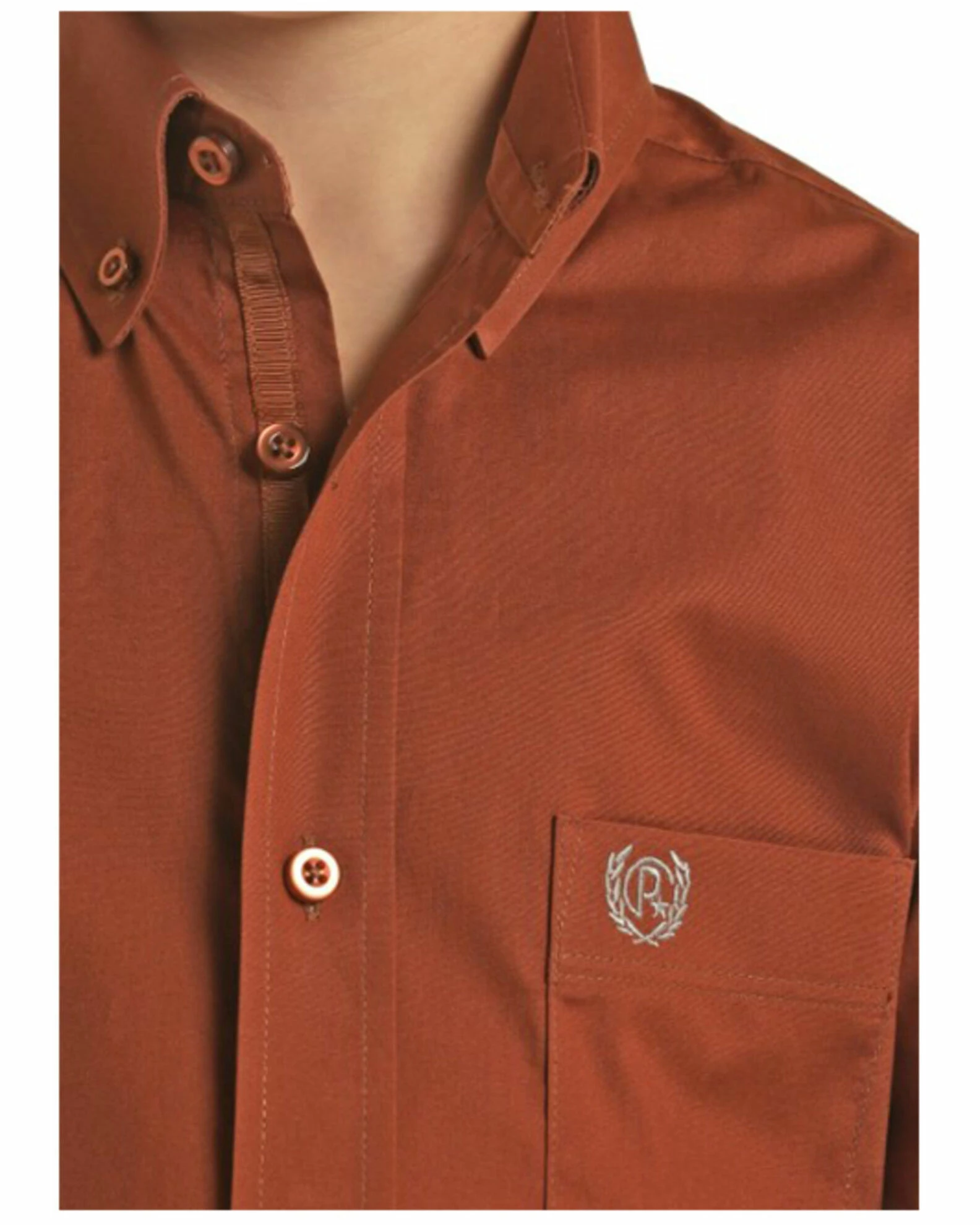 Panhandle Boys' Solid Stretch Long Sleeve Button-Down Shirt Rust Copper 4 Panhandle Boys' Solid Stretch Long Sleeve Button-Down Shirt Rust Copper - Image 2