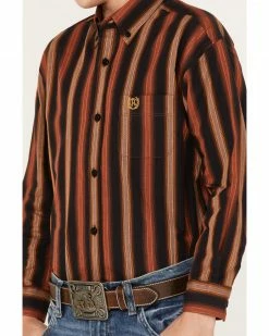 Panhandle Boys' Stripe Print Long Sleeve Button-Down Shirt Rust Copper -Panhandle shop 2000375107 220 P3