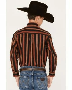 Panhandle Boys' Stripe Print Long Sleeve Button-Down Shirt Rust Copper -Panhandle shop 2000375107 220 P4