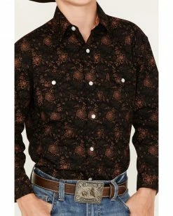 Panhandle Boys' Floral Print Long Sleeve Snap Western Shirt Black 9 Panhandle Boys' Floral Print Long Sleeve Snap Western Shirt Black -Panhandle shop 2000375108 001 P3