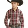 Panhandle Boys' Plaid Print Long Sleeve Snap Western Shirt Maroon 1 Panhandle Boys' Plaid Print Long Sleeve Snap Western Shirt Maroon -Panhandle shop 2000375110 642 P1