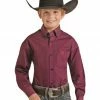 Panhandle Boys' Solid Long Sleeve Button-Down Shirt Maroon 2 Panhandle Boys' Solid Long Sleeve Button-Down Shirt Maroon -Panhandle shop 2000375111 642 P1