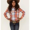 Panhandle Girls' Plaid Print Long Sleeve Western Snap Shirt Red 2 Panhandle Girls' Plaid Print Long Sleeve Western Snap Shirt Red -Panhandle shop 2000375125 600 P1