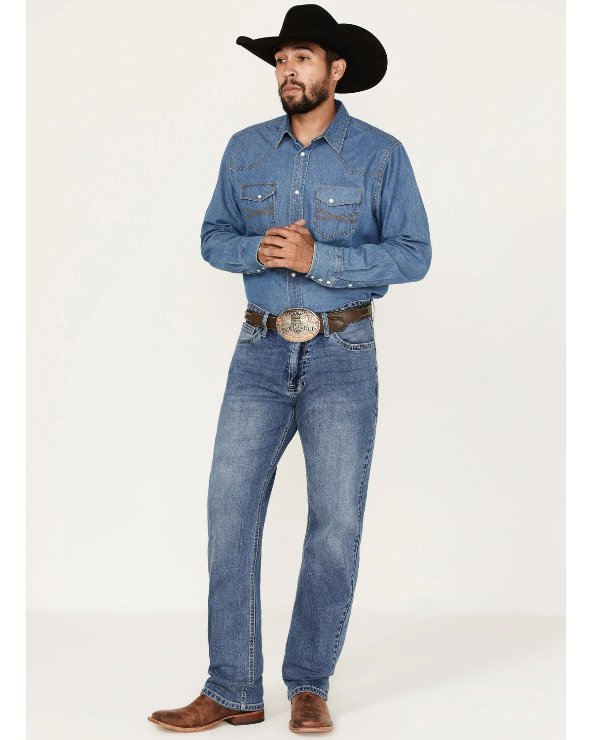 Panhandle Hooey Men's Double Barrel Medium Wash Stackable Bootleg Jeans 7 Panhandle Hooey Men's Double Barrel Medium Wash Stackable Bootleg Jeans - Image 5