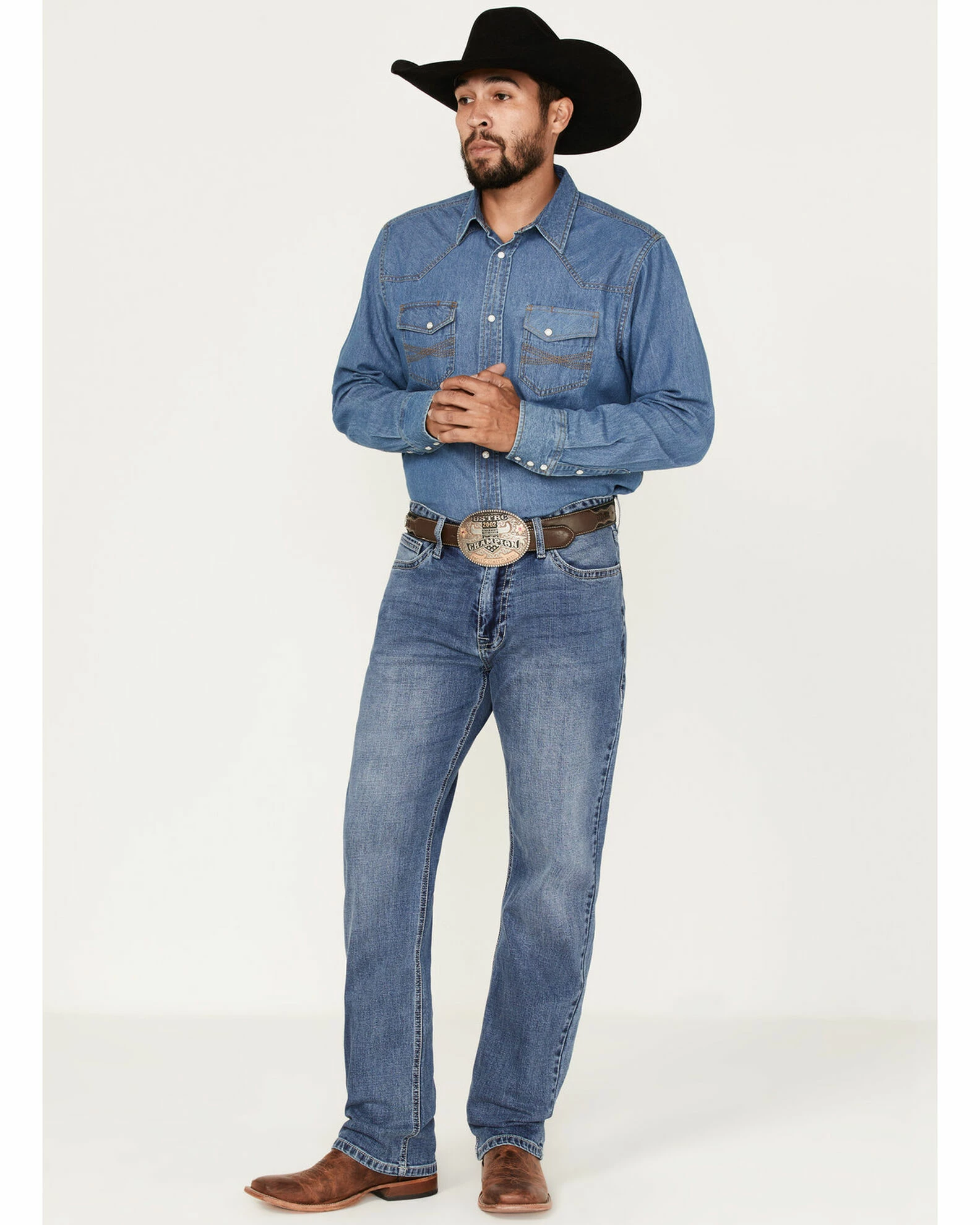 Panhandle Hooey Men's Double Barrel Medium Wash Stackable Bootleg Jeans 3 Panhandle Hooey Men's Double Barrel Medium Wash Stackable Bootleg Jeans