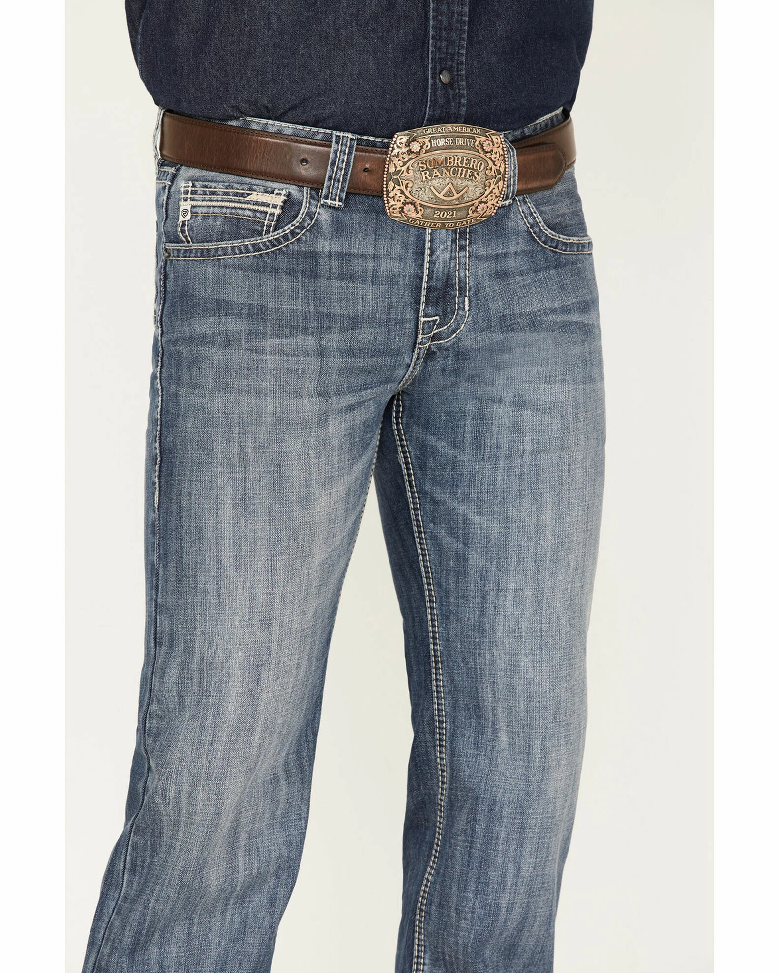 Panhandle Rock & Roll Denim Men's Pistol Medium Vintage Wash Straight Jeans Medium Wash 3 Panhandle Rock & Roll Denim Men's Pistol Medium Vintage Wash Straight Jeans Medium Wash - Image 2
