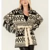 Panhandle Women's Southwestern Knit Fringe Cardigan Black/white