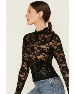Panhandle Women's Floral Lace Long Sleeve Top -Panhandle shop 2000375637 001 P2