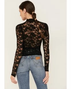 Panhandle Women's Floral Lace Long Sleeve Top -Panhandle shop 2000375637 001 P4