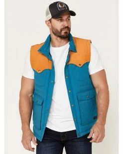 Panhandle Rock & Roll Denim Men's Vintage 46 Color Block Vest Teal -Panhandle shop 2000376132 442 P1 1