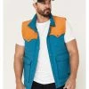 Panhandle Rock & Roll Denim Men's Vintage 46 Color Block Vest Teal -Panhandle shop 2000376132 442 P1