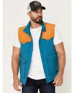 Panhandle Rock & Roll Denim Men's Vintage 46 Color Block Vest Teal