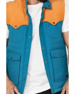 Panhandle Rock & Roll Denim Men's Vintage 46 Color Block Vest Teal -Panhandle shop 2000376132 442 P3