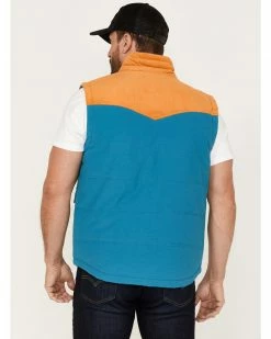 Panhandle Rock & Roll Denim Men's Vintage 46 Color Block Vest Teal -Panhandle shop 2000376132 442 P4