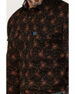 Panhandle Men's Select Floral Long Sleeve Snap Shirt Rust Copper -Panhandle shop 2000376174 220 P3