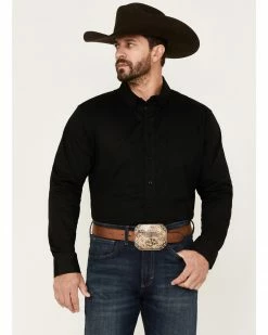 Panhandle Men's Select Solid Long Sleeve Button-Down Stretch Western Shirt Black -Panhandle shop 2000376178 220 P1 1