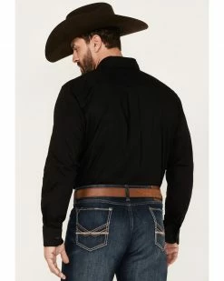 Panhandle Men's Select Solid Long Sleeve Button-Down Stretch Western Shirt Black -Panhandle shop 2000376178 220 P4